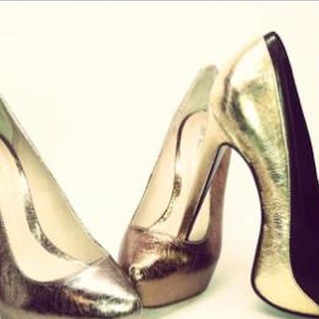 Gold platform heels