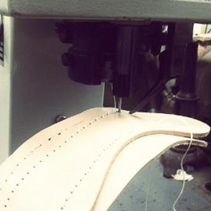 An insole stitched on the machine