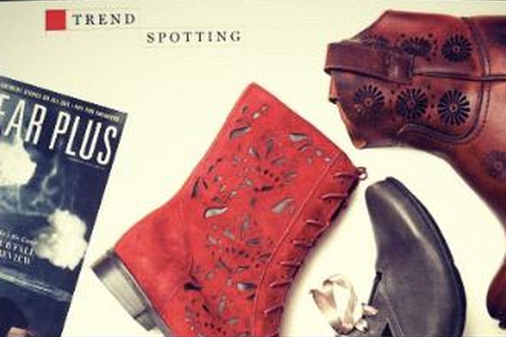 Jay Adoni footwear on a trade magazine page