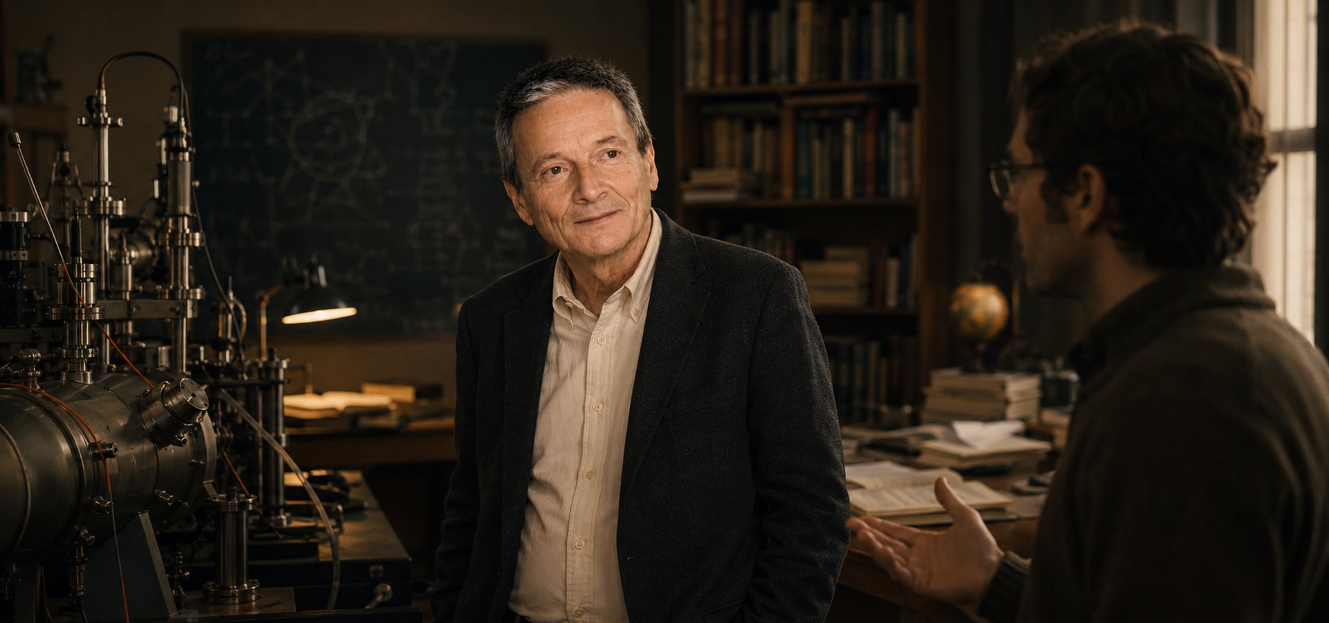 Dr. Miklos Toth in conversation with a colleague