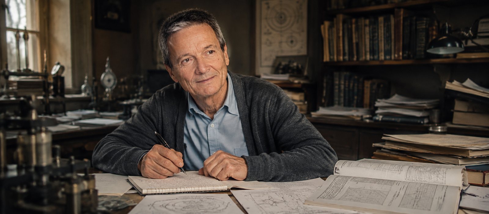 Dr. Miklos Toth at work on a manuscript