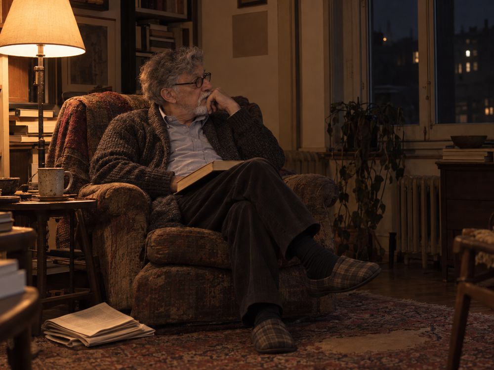 Illustrative portrait of Ronald Berenbeim reading at home