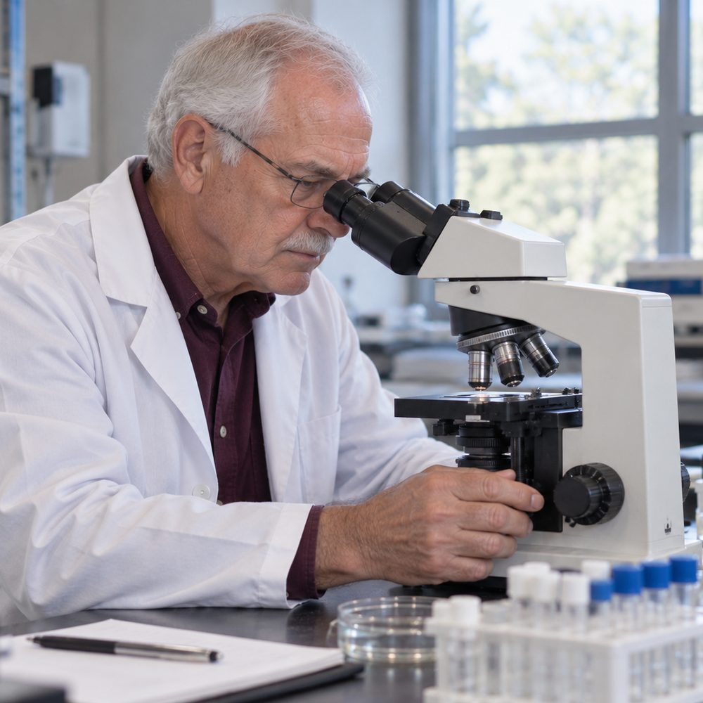 At the microscope